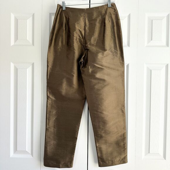 Vintage Jami's Lifestyle 100% Silk Pants Size 8 Metallic Bronze - Picture 2 of 10
